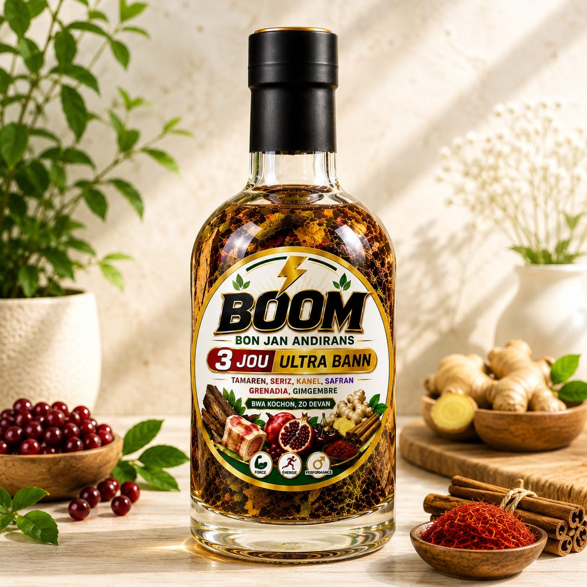 Boom Bon Jan Andirans Boutey Bwa Vegetable 3 Jou Ultra Bann Canela Gingembre Seed for Health and Wellness  Dietary Supplément