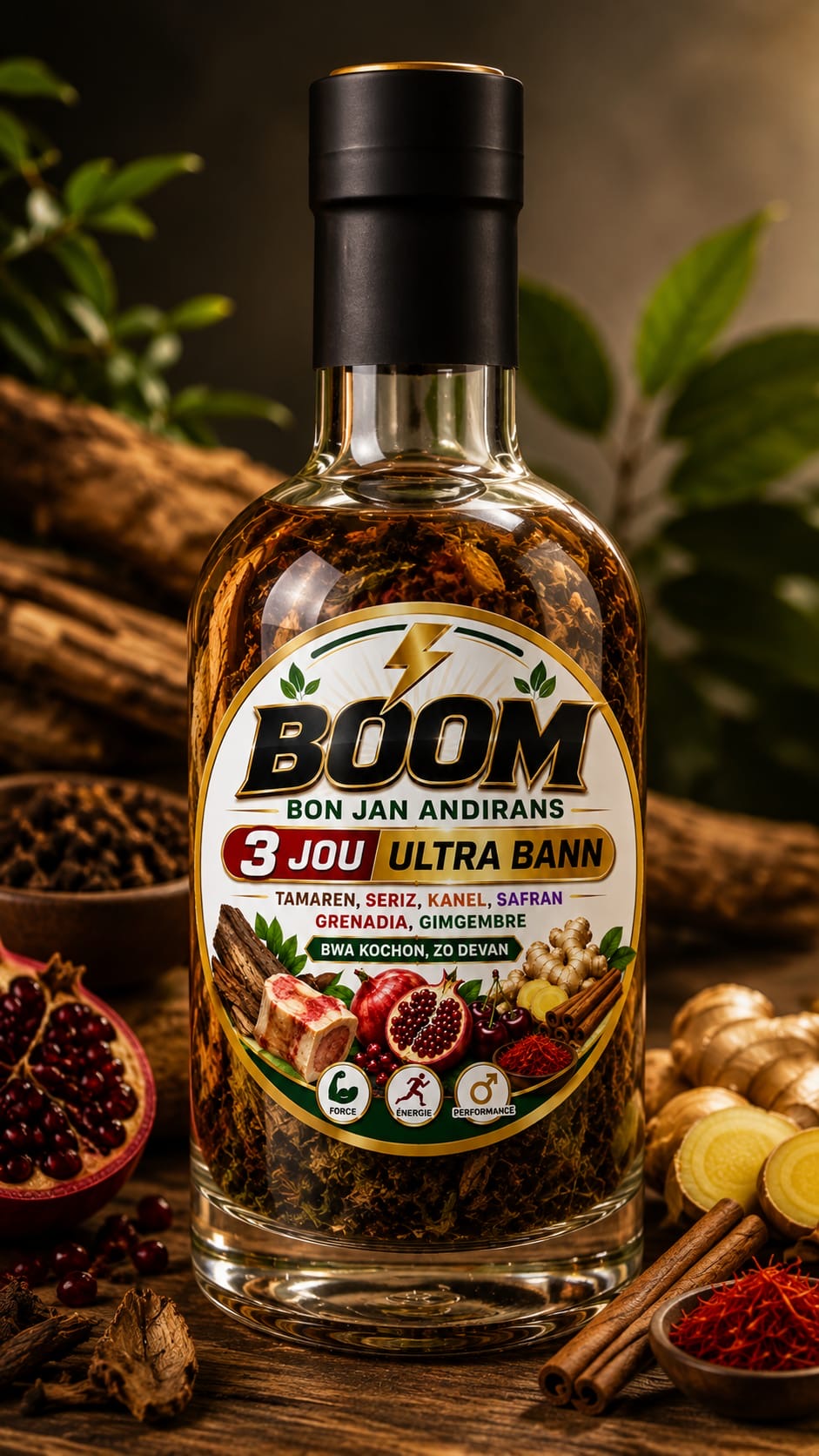 Boom Bon Jan Andirans Boutey Bwa Vegetable 3 Jou Ultra Bann Canela Gingembre Seed for Health and Wellness  Dietary Supplément