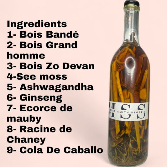 Boutey Bwa Kochon Lyann Bande Zo Devan Sea Mos, Ashwaganda, Ginseng, Maubi, Chaney etc